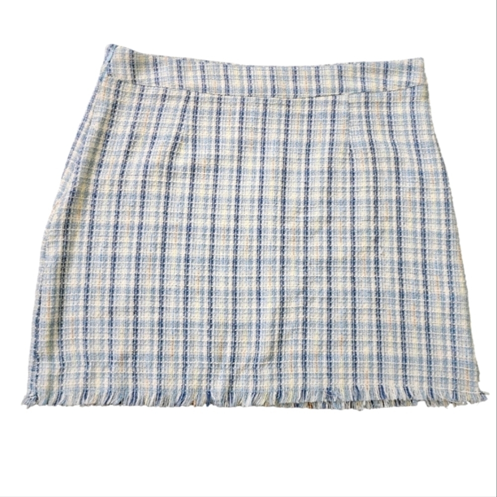 Pretty Little Thing Boucle Raw Edge Hem Mini Skirt, US Size 12